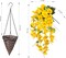 Artificial Fake Hanging Hibiscus Flowers Plants with Basket (Yellow)